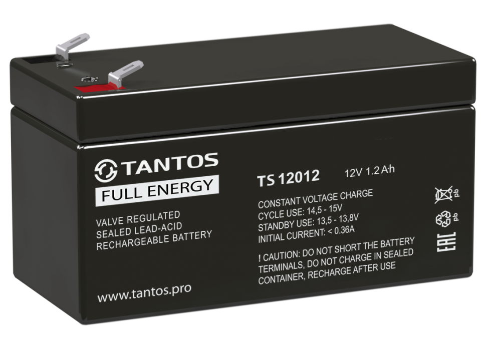 Аккумулятор TANTOS TS 12012 аккумуляторная батарея свинцово-кислотная AGM, 12 В 1.2 А•ч