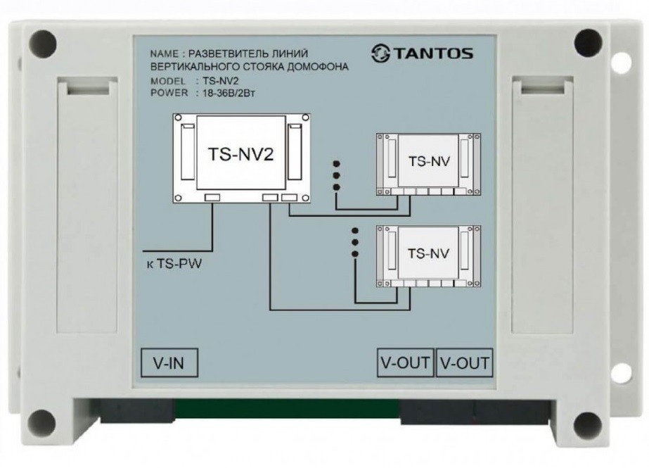 Разветвитель линии вертикального стояка домофона TANTOS TS-NV2