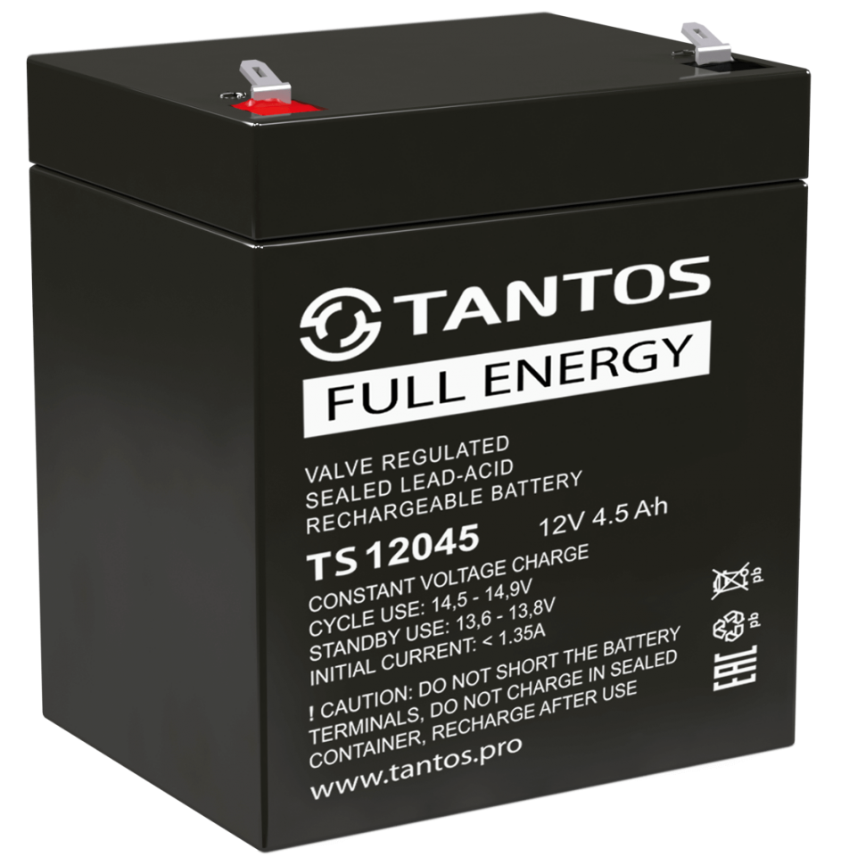 Аккумулятор TANTOS TS 12045 аккумуляторная батарея свинцово-кислотная AGM, 12В 4.5 А•ч