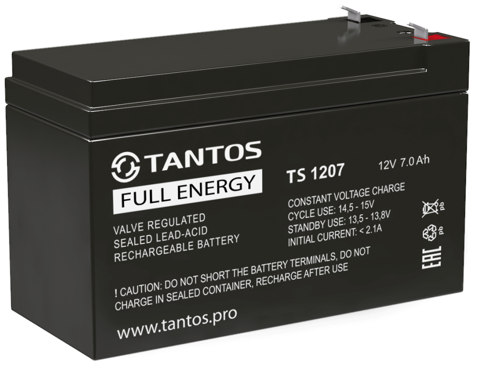 Аккумулятор TANTOS TS 1207 аккумуляторная батарея свинцово-кислотная AGM, 12В 7 А•ч
