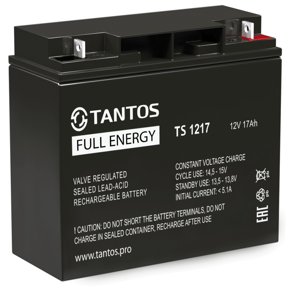 Аккумулятор TANTOS TS 1217 аккумуляторная батарея свинцово-кислотная AGM, 12В 12 А•ч